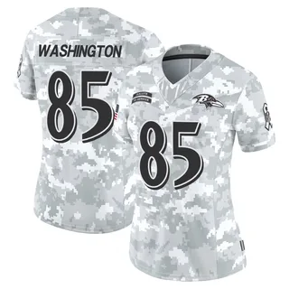 Women's Scotty Washington Baltimore Ravens Women's Limited Arctic Camo 2024 Salute to Service Nike Jersey