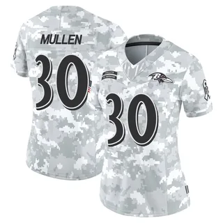 Women's Trayvon Mullen Baltimore Ravens Women's Limited Arctic Camo 2024 Salute to Service Nike Jersey