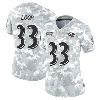 Women's Tyler Loop Baltimore Ravens Women's Limited Arctic Camo 2024 Salute to Service Nike Jersey