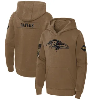 Youth Baltimore Ravens Brown 2023 Salute to Service Club Fleece Pullover Hoodie