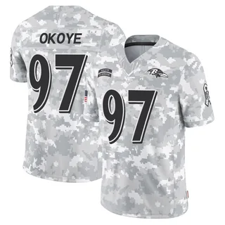 Youth CJ Okoye Baltimore Ravens Youth Limited Arctic Camo 2024 Salute to Service Nike Jersey