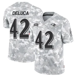 Youth Dominic DeLuca Baltimore Ravens Youth Limited Arctic Camo 2024 Salute to Service Nike Jersey