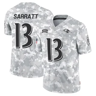 Youth Elijah Sarratt Baltimore Ravens Youth Limited Arctic Camo 2024 Salute to Service Nike Jersey