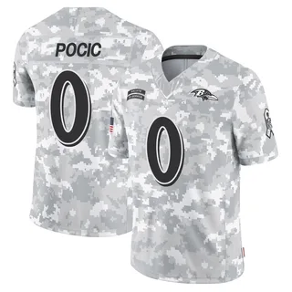Youth Ethan Pocic Baltimore Ravens Youth Limited Arctic Camo 2024 Salute to Service Nike Jersey
