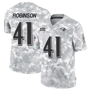 Youth Jahquez Robinson Baltimore Ravens Youth Limited Arctic Camo 2024 Salute to Service Nike Jersey