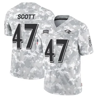 Youth Lucas Scott Baltimore Ravens Youth Limited Arctic Camo 2024 Salute to Service Nike Jersey