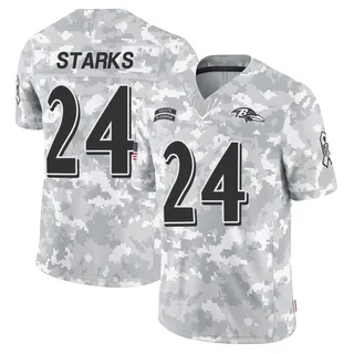 Youth Malaki Starks Baltimore Ravens Youth Limited Arctic Camo 2024 Salute to Service Nike Jersey
