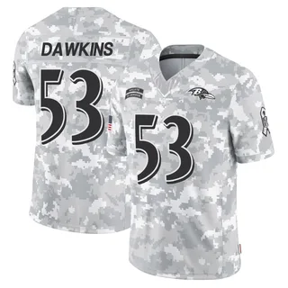 Youth Nick Dawkins Baltimore Ravens Youth Limited Arctic Camo 2024 Salute to Service Nike Jersey