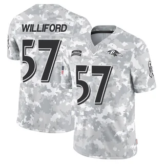 Youth Reid Williford Baltimore Ravens Youth Limited Arctic Camo 2024 Salute to Service Nike Jersey