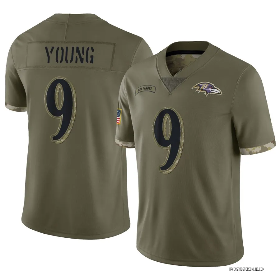 Zion Young Baltimore Ravens Youth Limited 2022 Salute To Service Nike Jersey - Olive